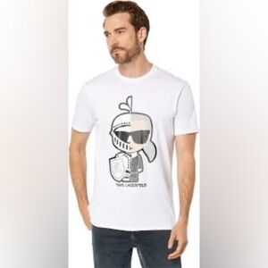 NWT KARL LAGERFELD PARIS White Split Personality Tee Size XL